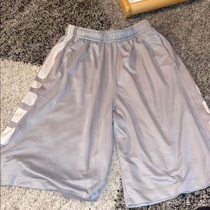 Grey nike elite shorts with a white stripe
